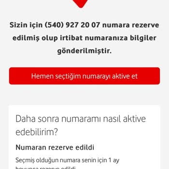 Vodafone Rezerve Edilen Numarayı Alamıyorum