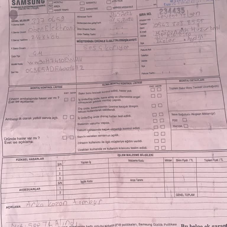 Samsung Samsun Arıza Mağduriyeti