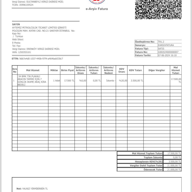 Aytemiz Akaryakıt Fatura Kesilmiş Olduğu Halde Ödeme Alamadım