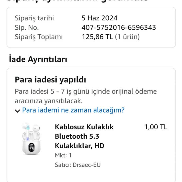 Amazon İptal Edilen Ürün