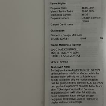Siemens Ev Aletleri Ambalajından Hasarlı Çıkan Ürün İçin Tarafımdan Ücret Talep Edilmesi