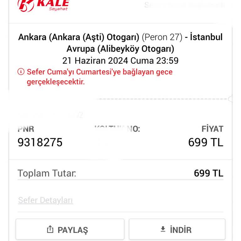 Kale Seyahat Otobüs Değişiklik Mağduriyeti