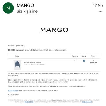 Mango 2 Aydır Gelmeyen Sipariş