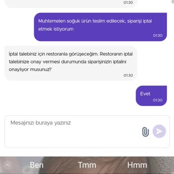 Getir Yemek'ten Teslim Edilmeyen Sipariş Ve Sorumsuz Müşteri Hizmetleri