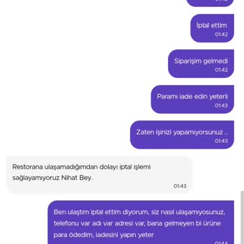 Getir Yemek'ten Teslim Edilmeyen Sipariş Ve Sorumsuz Müşteri Hizmetleri
