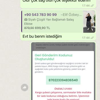 Elif Özbey Butik E*** Özbey Butik Para İadesi Yapmıyor