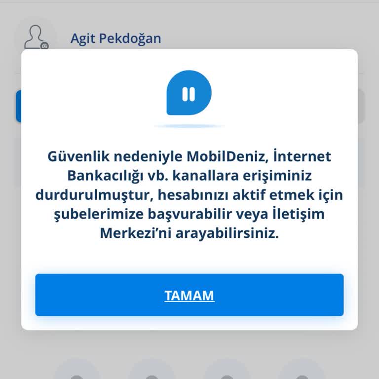 Denizbank Güvenlik Nedeniyle Bloke
