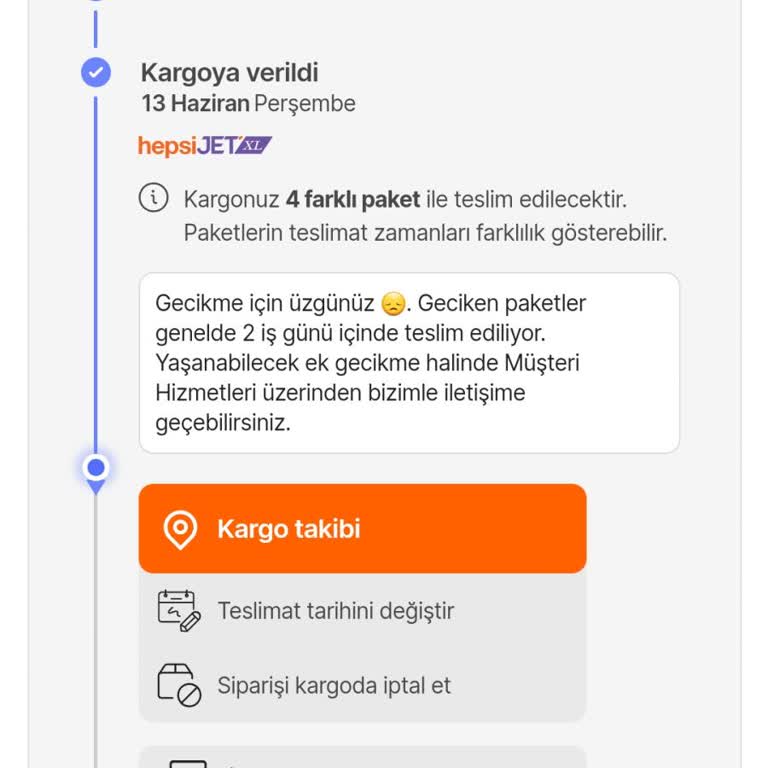 Hepsijet XL Parça Parça Gelen Ama Bir Türlü Gelemeyen Teslimat