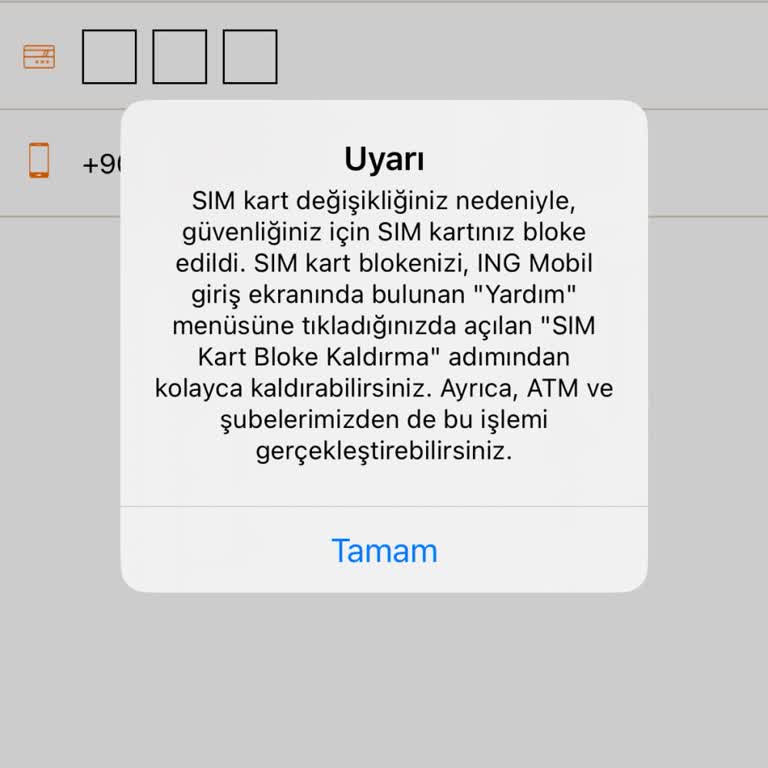 ING Sim Kart Bloke Mobil Uygulama Açılmıyor