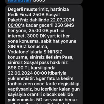 Vodafone 3 Katı Fatura