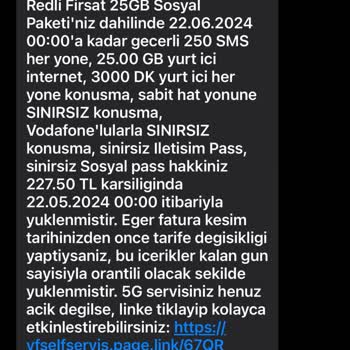 Vodafone 3 Katı Fatura