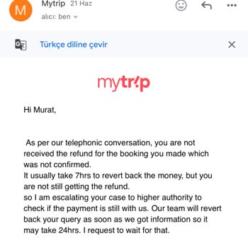 Mytrip My Trip Saçmalığı. Paramı Vermiyorlar