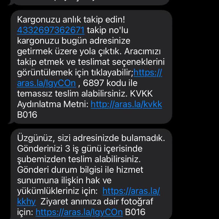 Aras Kargo Yalan Yanlış Bilgilendirmesi