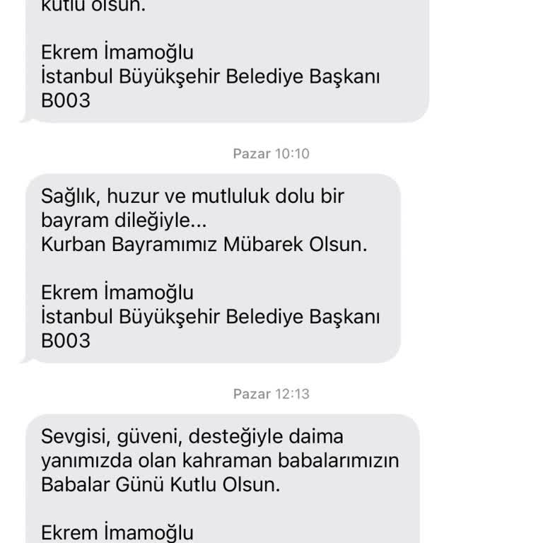İBB'den Gelen SMS'lerin İptal Edilmesini İstiyorum