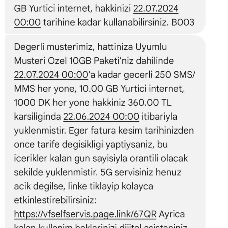 Vodafone Faturalı Hat Mağduriyeti
