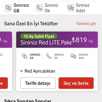 Vodafone Yüksek Tarife Fiyatları