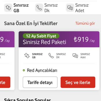 Vodafone Yüksek Tarife Fiyatları