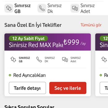 Vodafone Yüksek Tarife Fiyatları