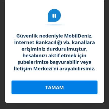 Denizbank Güvenlik Nedeniyle Giriş Engeli