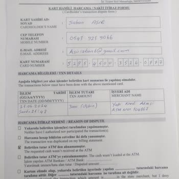 Yapı Kredi ATM Si Denizbank Kartına Yatırmaya Çalıştığım Parayı Yuttu