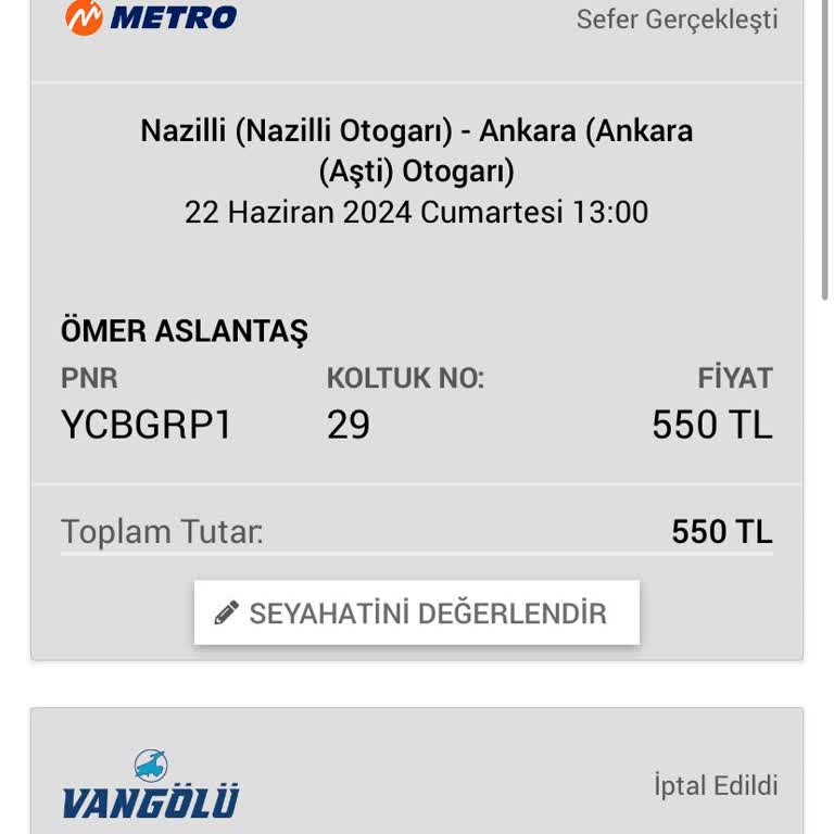Obilet-Metro Turizm Otobüs Yolculuk Sıkıntısı