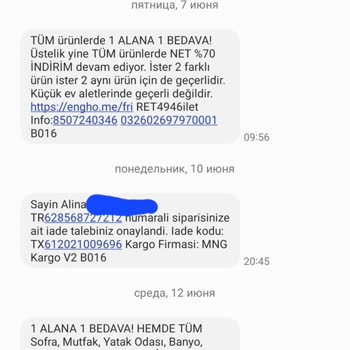 English Home İade Kabul Etmedi