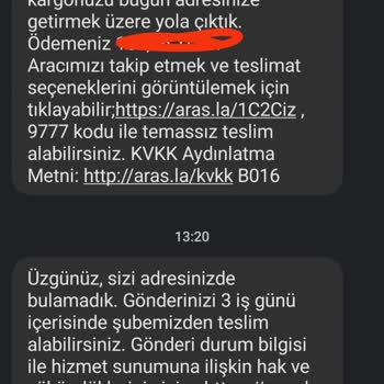 Aras Kargo Kargo Teslimatıyla İlgili Sorunlar