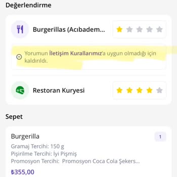 GetirYemek Getir Hamburgerden Çıkan Kırık Cama Rağmen Yorum Yayınlamadı!