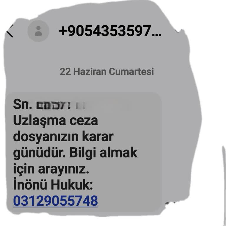 İnönü Hukuk (SMS) İ̇nönü Hukuk Mesajı