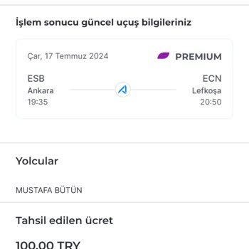 Ajet Premium Bilet Ekstra Ücret Talep Ediyor
