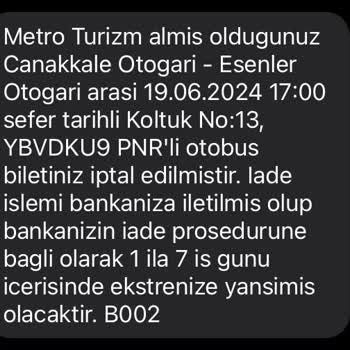 Obilet Ve Metro Turizm Bilet İadesi Yapmıyor