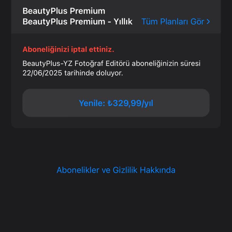 BeautyPlus Beaty Plus Premium Para İadesi