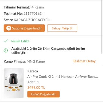 Karaca Züccaciye Karaca Airfryer Pişirme Esnasında Aşırı Duman Ve Ağır Koku