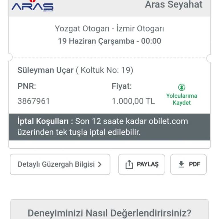 Aras Seyahat Turizm Bilet Sorunu