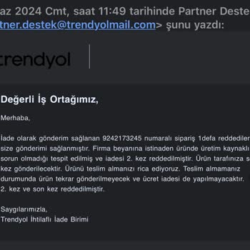 Osse Trendyol Ve Solaris İademi Kabul Etmiyor