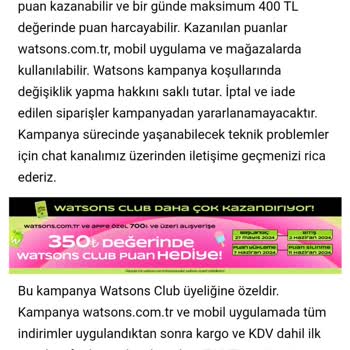Watsons Club Hediye Puan Kampanyasında Yaşanan Sorun
