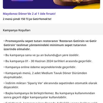 Getir Maydonoz Döner Kampanyası Ve Teknik Desteğin Yardımcı Olmaması