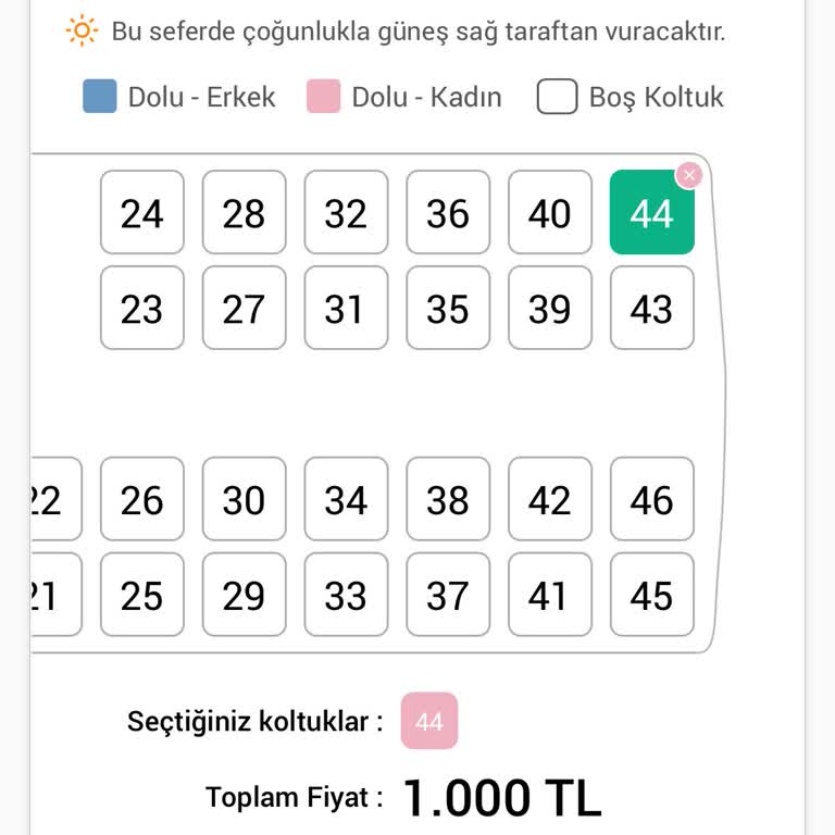 Obilet Yanıltıcı Koltuk Düzeni