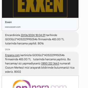 Google*Ads2229950546 Ve Www.exxen.com Firmalarının Para Çekmesi.