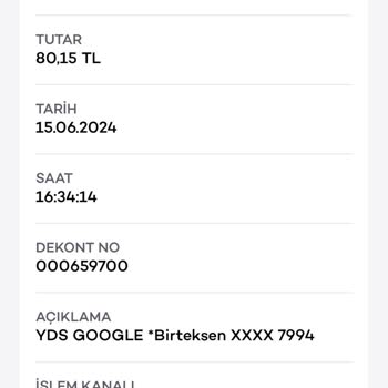 YDS Google Birteksen Akbank Hesabımdan İzinsiz Para Çekiyor.
