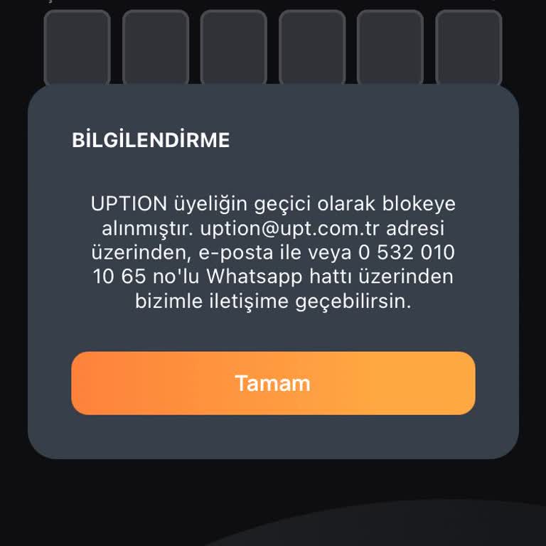 UPTION Hesabım Bloke Edildi