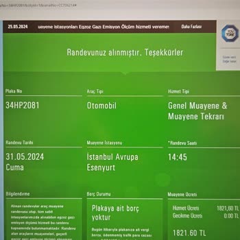 TÜVTÜRK_34. HP. 2081 K. Kartına Fark Aldı._31.05.2024