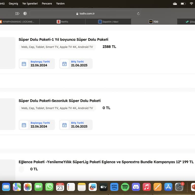 TOD Tv Tod Paket Üyeliği Yenilemede Taksitli Seçmeme Rağmen Peşin Para Çekti!
