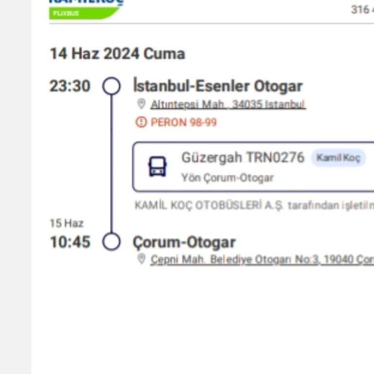 Kamil Koç Saat 23.30 Olan Seferin, 04.00 De Kalkması.