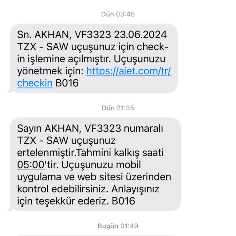 AJet (Anadolu Jet) Uçak Saati Hatası