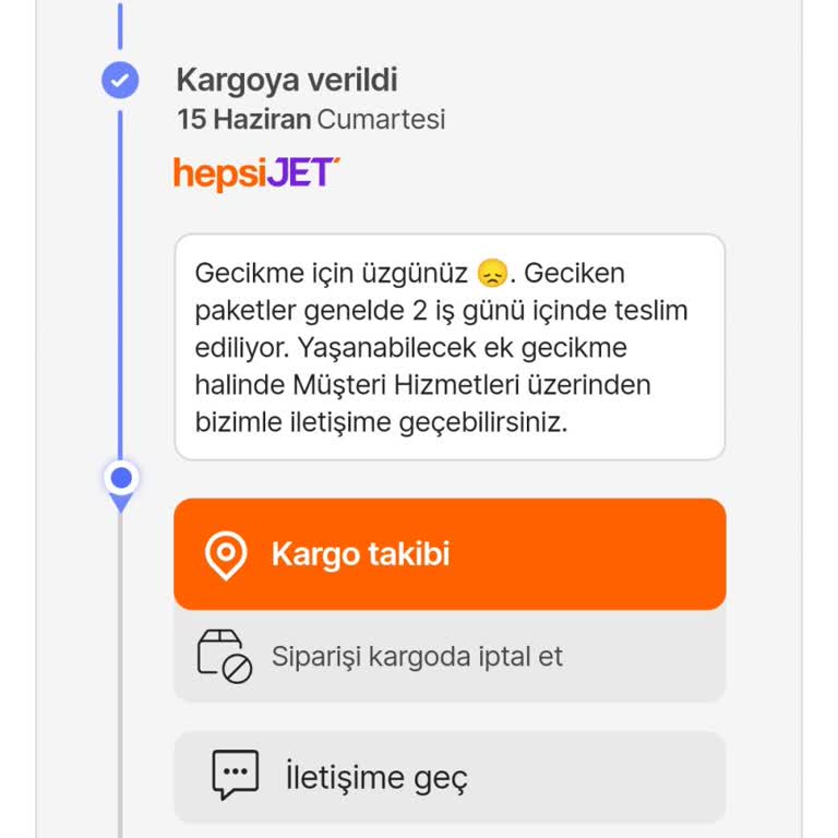 Hepsijet Selimiye Şubesi Geciken Teslimat