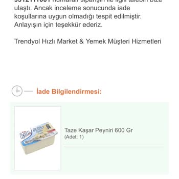 Trendyol GO Market İade Sorunu