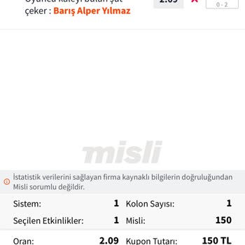 Misli Kazanan Kuponun Kaybetmiş Gözükmesi