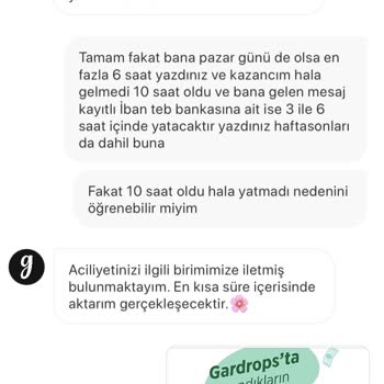 Gardrops Kazancımı Yatırmadı! Canlı Destek İlgilenmedi