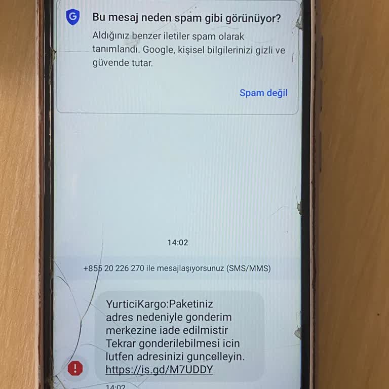 Kargo İsimli 855 İle Başlayan Numaradan Sipariş İptal Mesajı